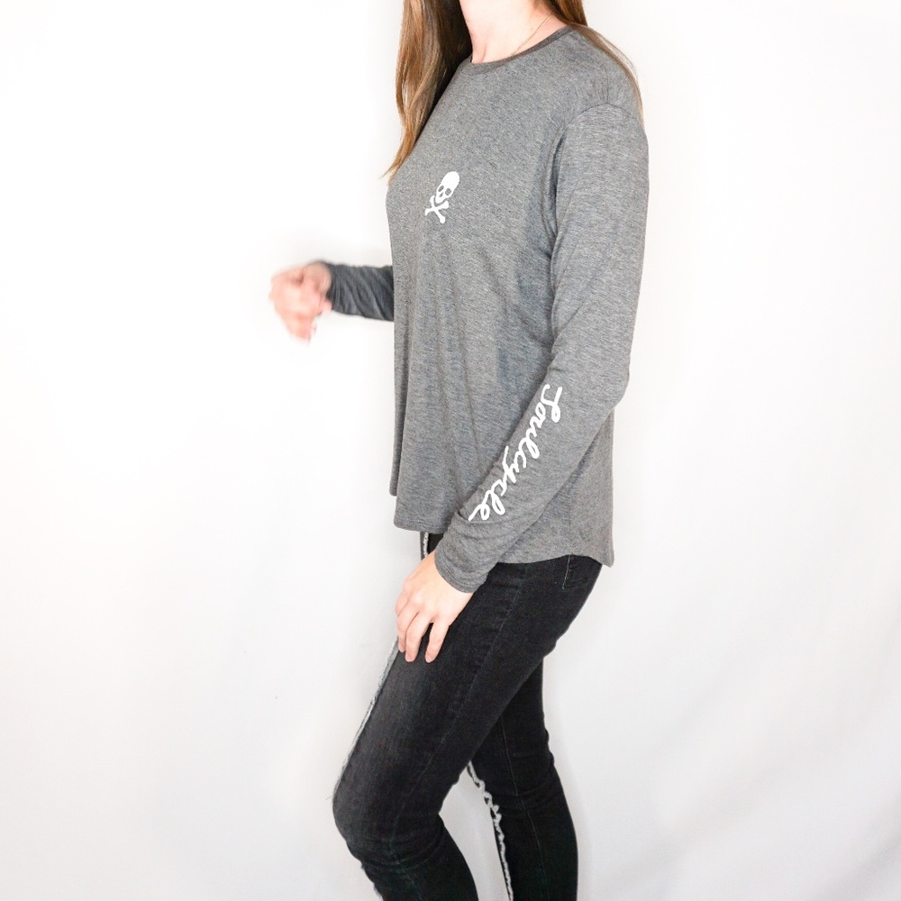 SOULCYCLE Avenue Long Sleeve Grey T-Shirt Skull - Picture 5 of 7